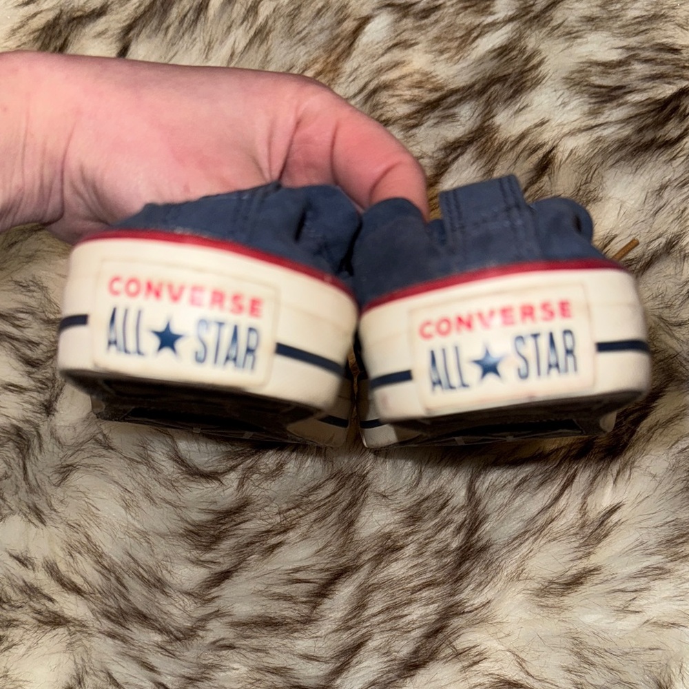 Converse Dark Blue Canvas Sneakers with Tan Laces - Picture 6 of 8